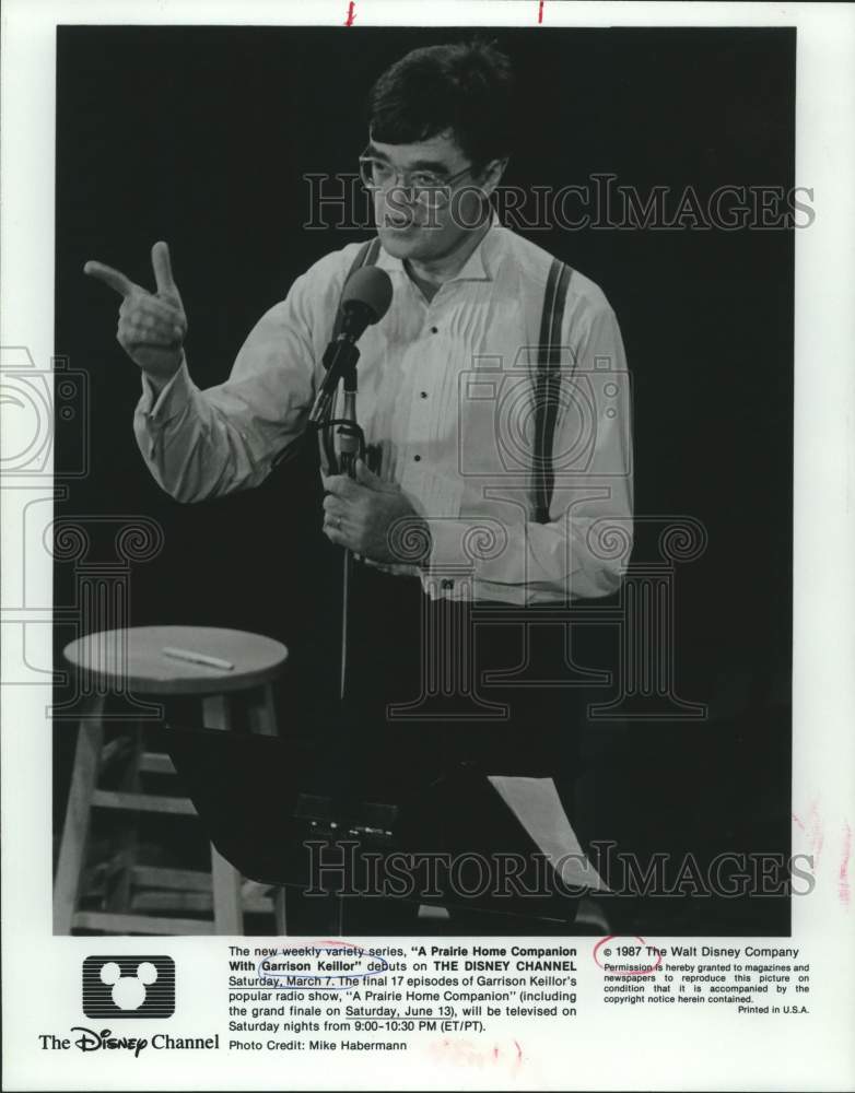 1987 Press Photo A Prairie Home Companion with Garrison Keillor, on Disney.- Historic Images