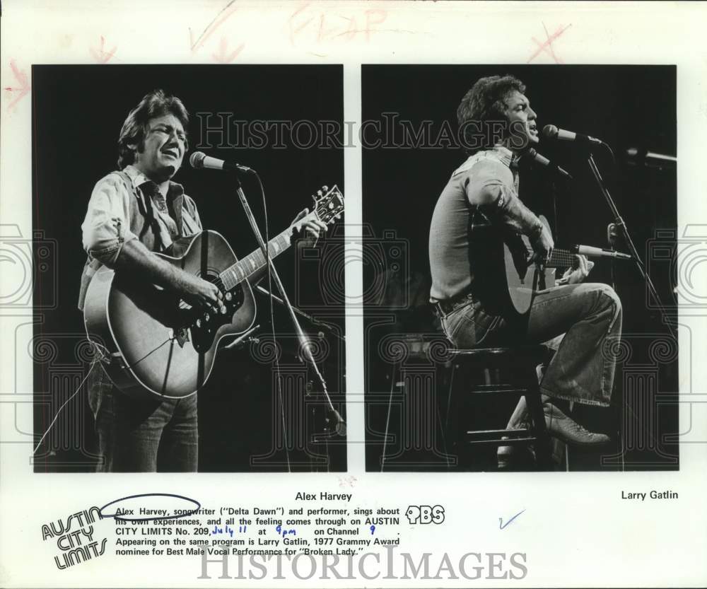 1977 Press Photo Songwriter Alex Harvey in Austin City Limits performance- Historic Images