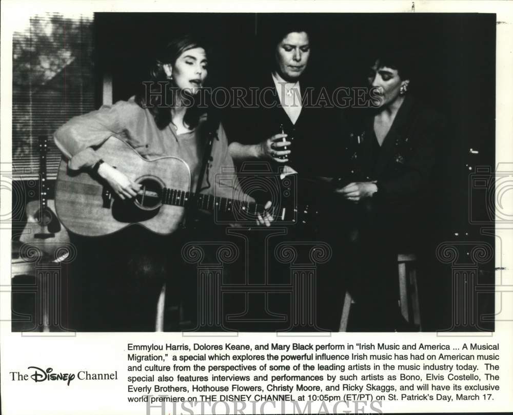 1997 Press Photo Emmylou Harris, Dolores Keane, Mary Black on Irish Music Show- Historic Images