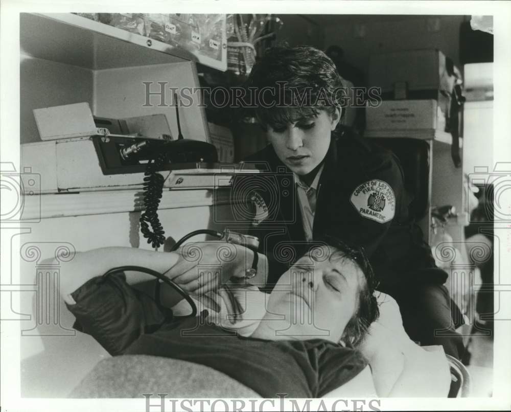 1986 Press Photo Nancy McKeon in a scene from Firefighter, TV movie. - sap17091- Historic Images