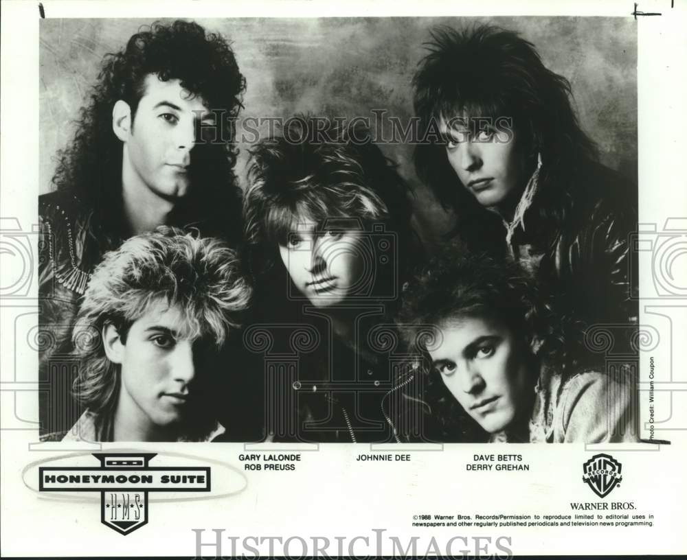 1988 Press Photo Members of Honeymoon Suite, Canadian hard rock band.- Historic Images