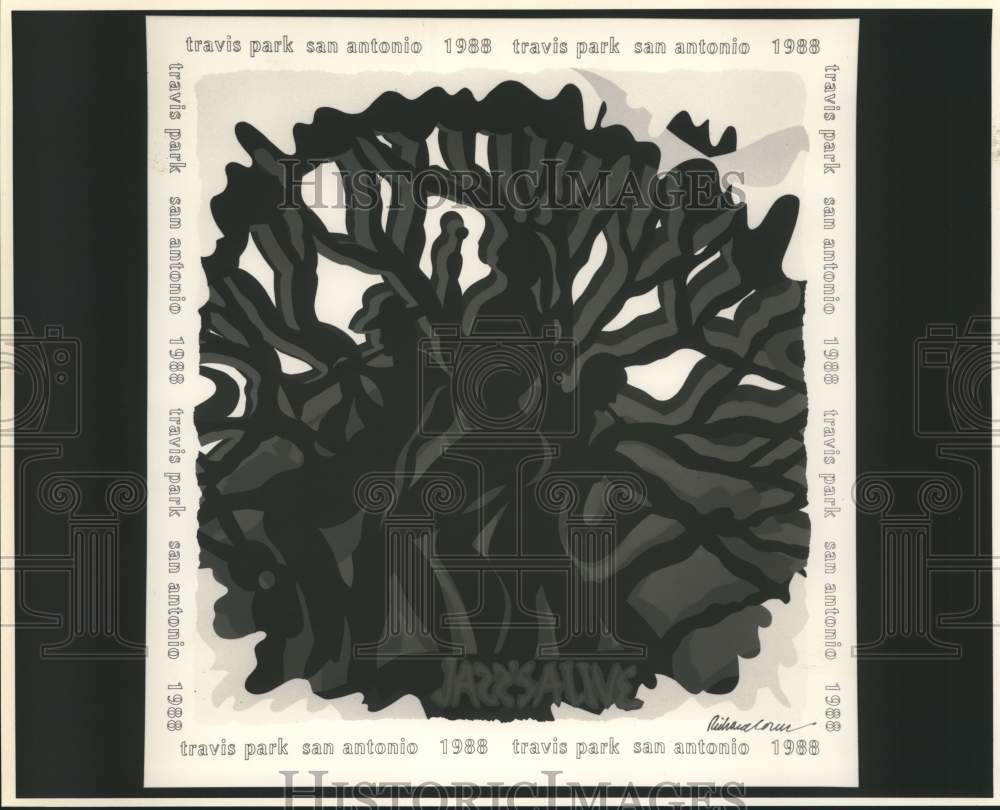 1988 Press Photo Commemorative poster for JazzSAlive concert in Travis Park- Historic Images