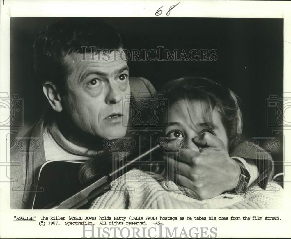 1987 Press Photo Actors Angel Jove, Talia Paul in "Anguish" movie - sap17271- Historic Images