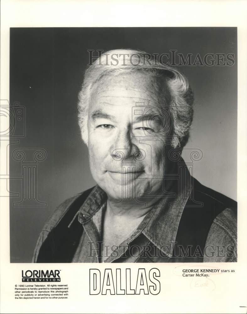 1990 Press Photo Actor George Kennedy stars as Carter McKay in "Dallas" Series- Historic Images