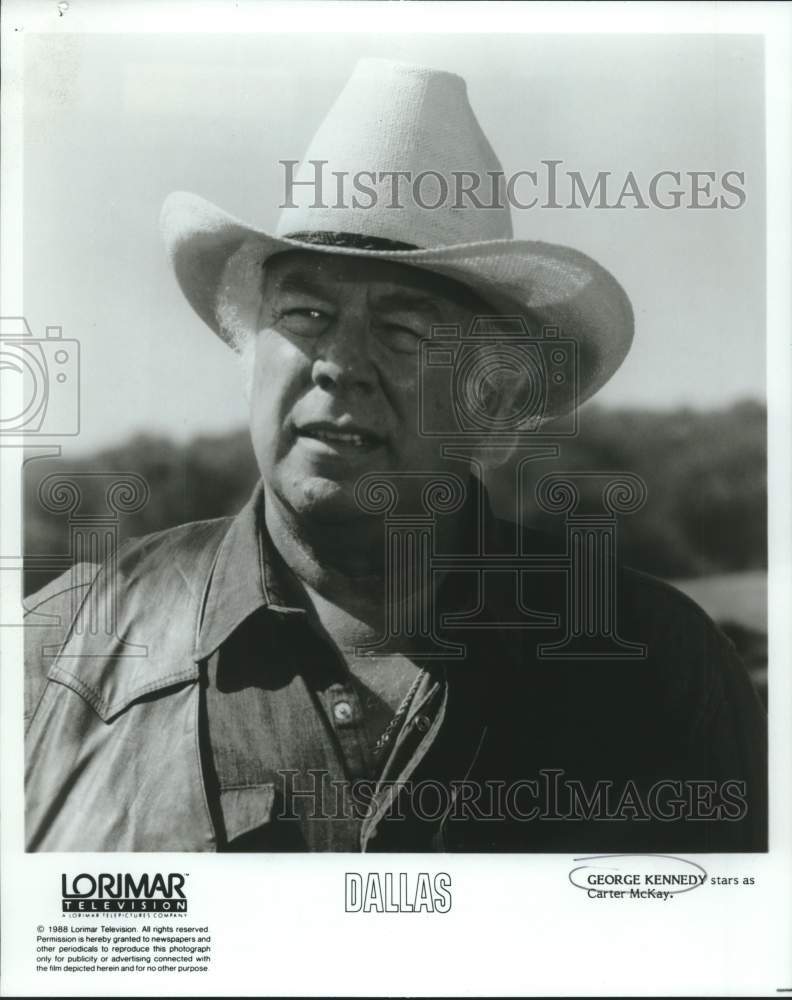 1988 Press Photo Actor George Kennedy stars as Carter McKay in &quot;Dallas&quot; Show- Historic Images