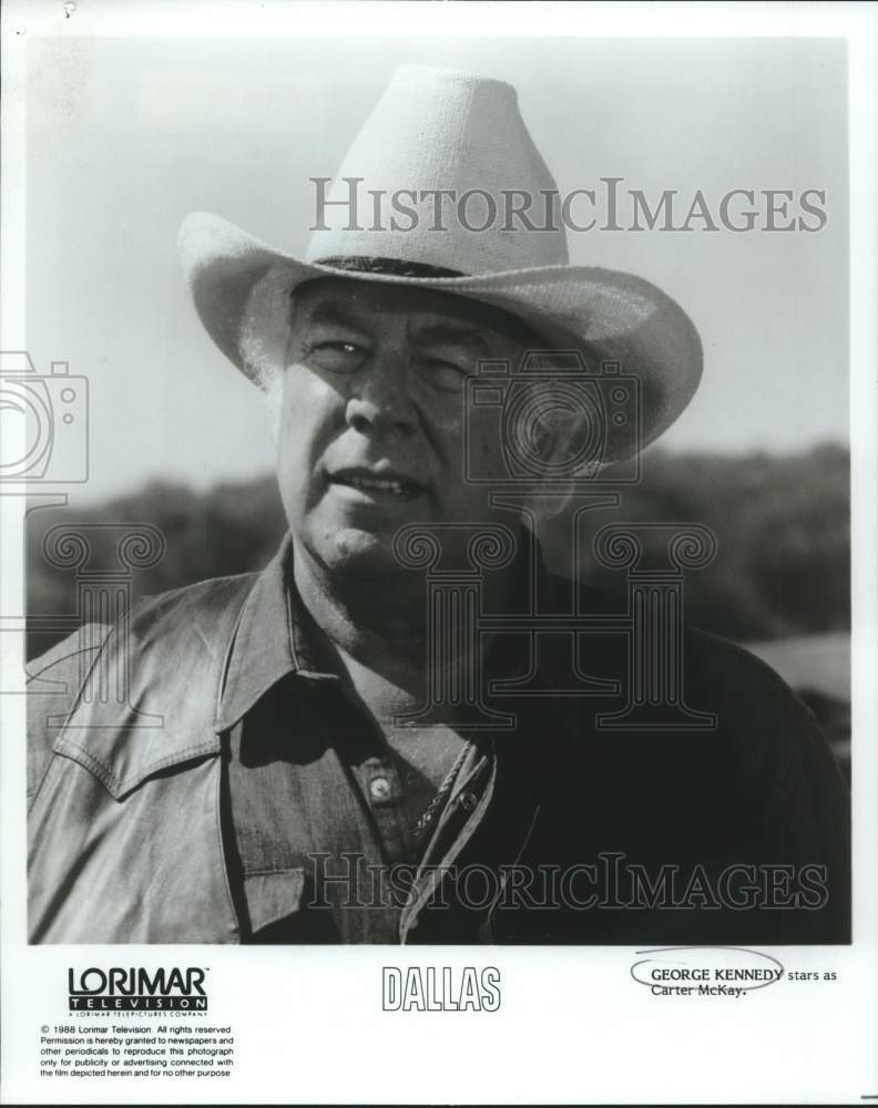 1988 Press Photo Actor George Kennedy stars as Carter McKay in "Dallas" Show- Historic Images