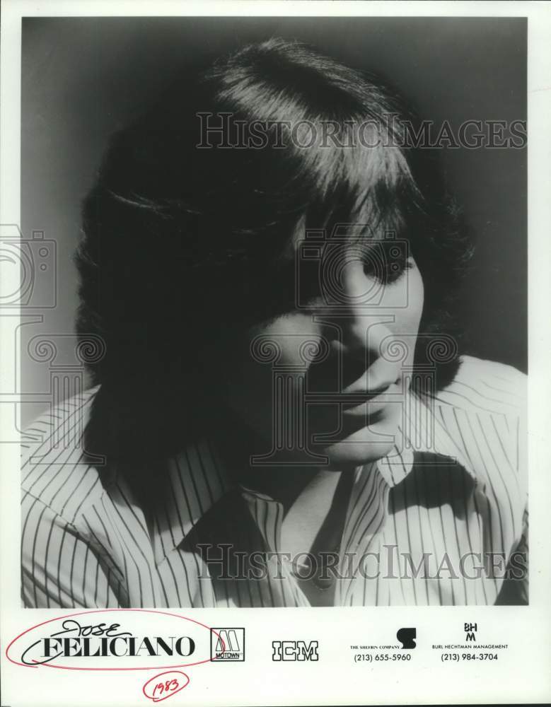 1983 Press Photo Jose Feliciano, Latin pop singer, songwriter and musician.- Historic Images