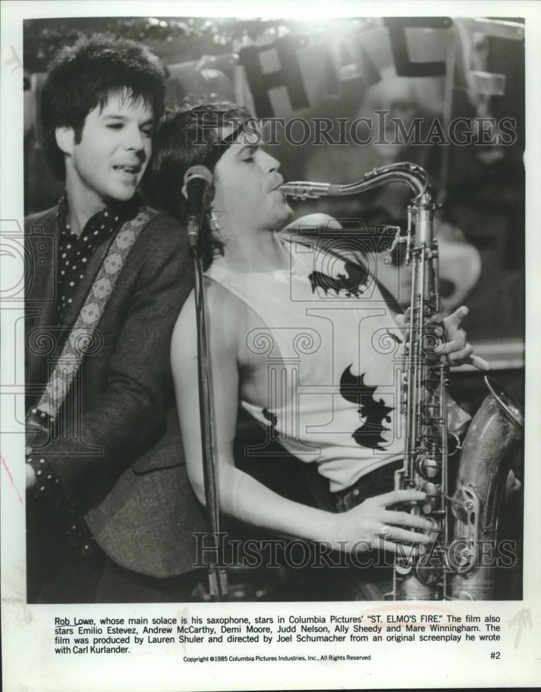 1985 Press Photo Actor Rob Lowe with Co-Star in "St. Elmo's Fire" Movie- Historic Images