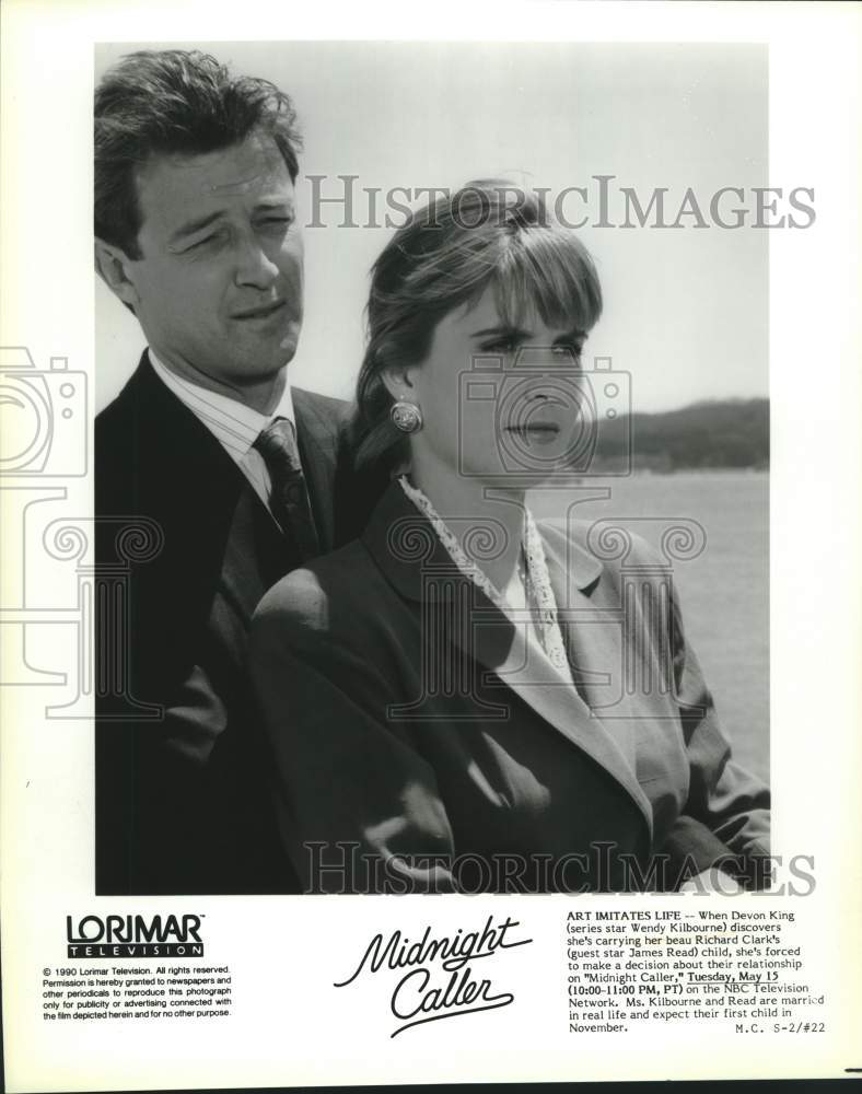 1990 Press Photo Wendy Kilbourne and James Read in scene from &quot;Midnight Caller&quot;- Historic Images