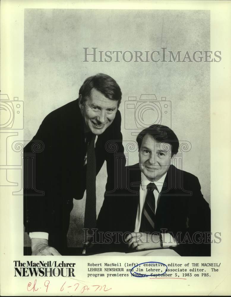 1983 Press Photo Robert MacNeil and Jim Lehrer of The MacNeil/Lehrer Newshour- Historic Images