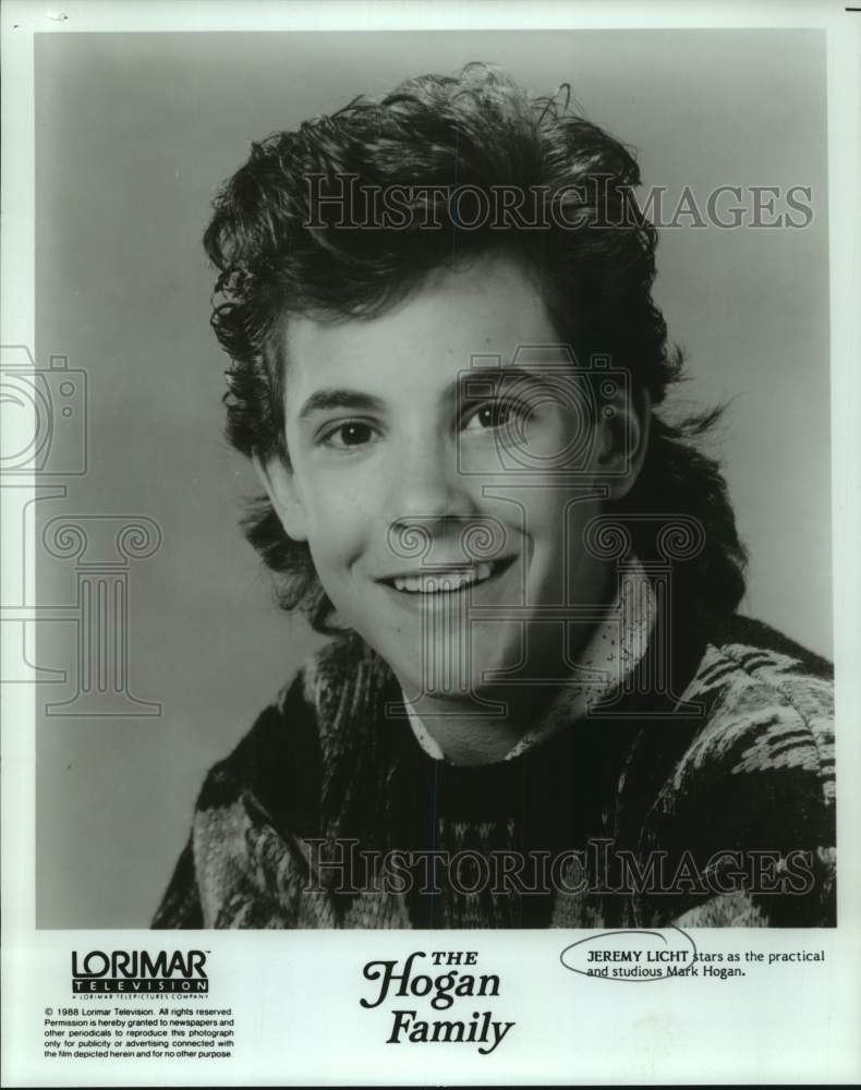 1988 Press Photo Jeremy Licht stars as Mark Hogan in &quot;The Hogan Family&quot;- Historic Images