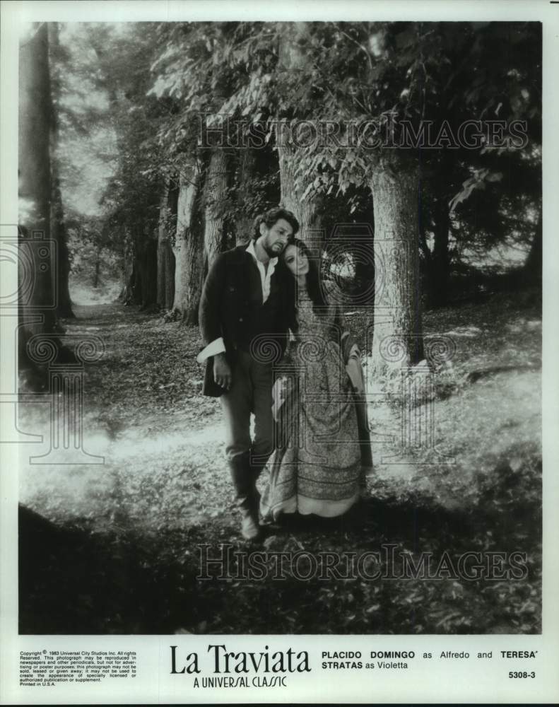 1983 Press Photo Placido Domingo and Teresa Stratas in La Traviata movie- Historic Images