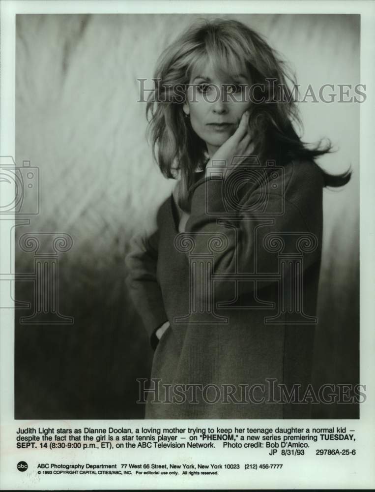 1993 Press Photo Actress Judith Light Starring in "Phenom" Television Series- Historic Images