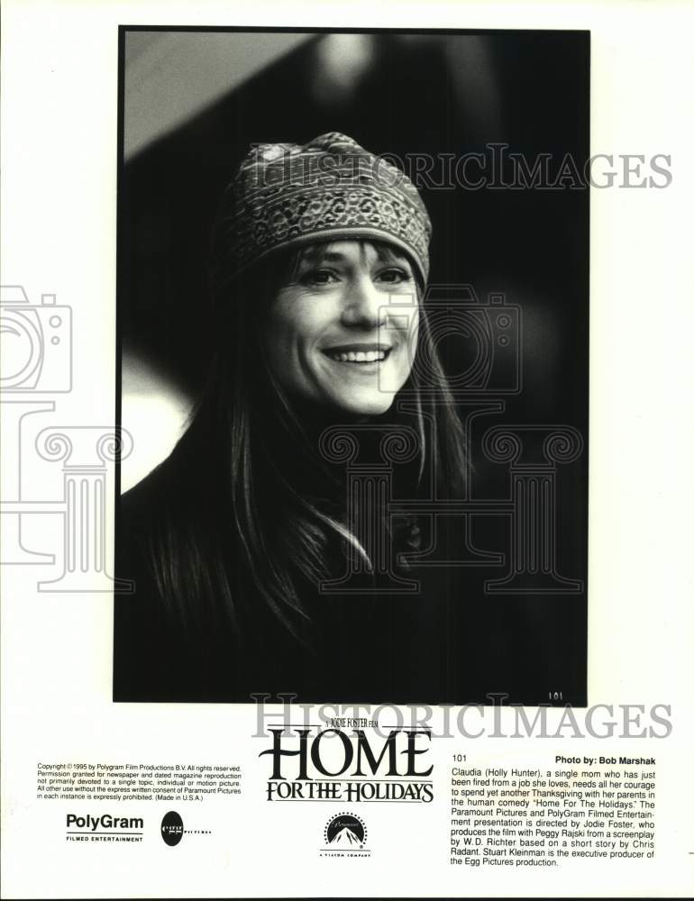 1995 Press Photo Actress Holly Hunter in "Home For The Holidays" Movie- Historic Images