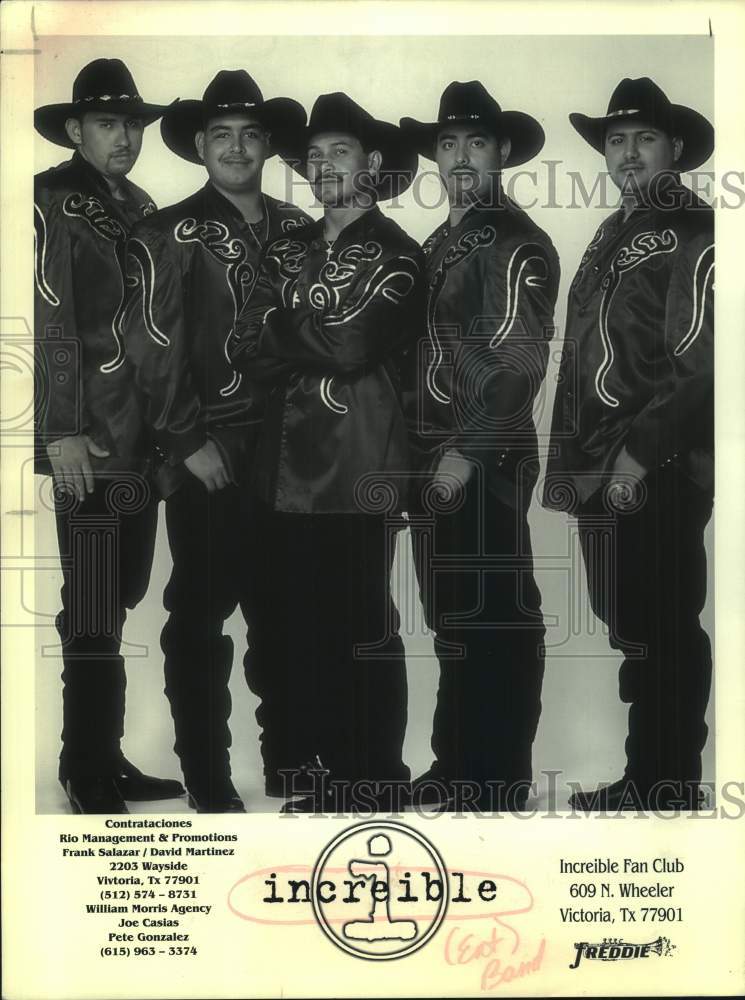 1998 Press Photo Five Members of Increible, Entertainers, Band - sap19059- Historic Images