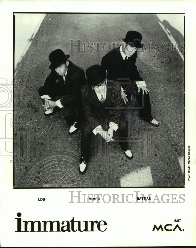 1997 Press Photo LDB, Romeo and Batman of Immature Band, Entertainers- Historic Images