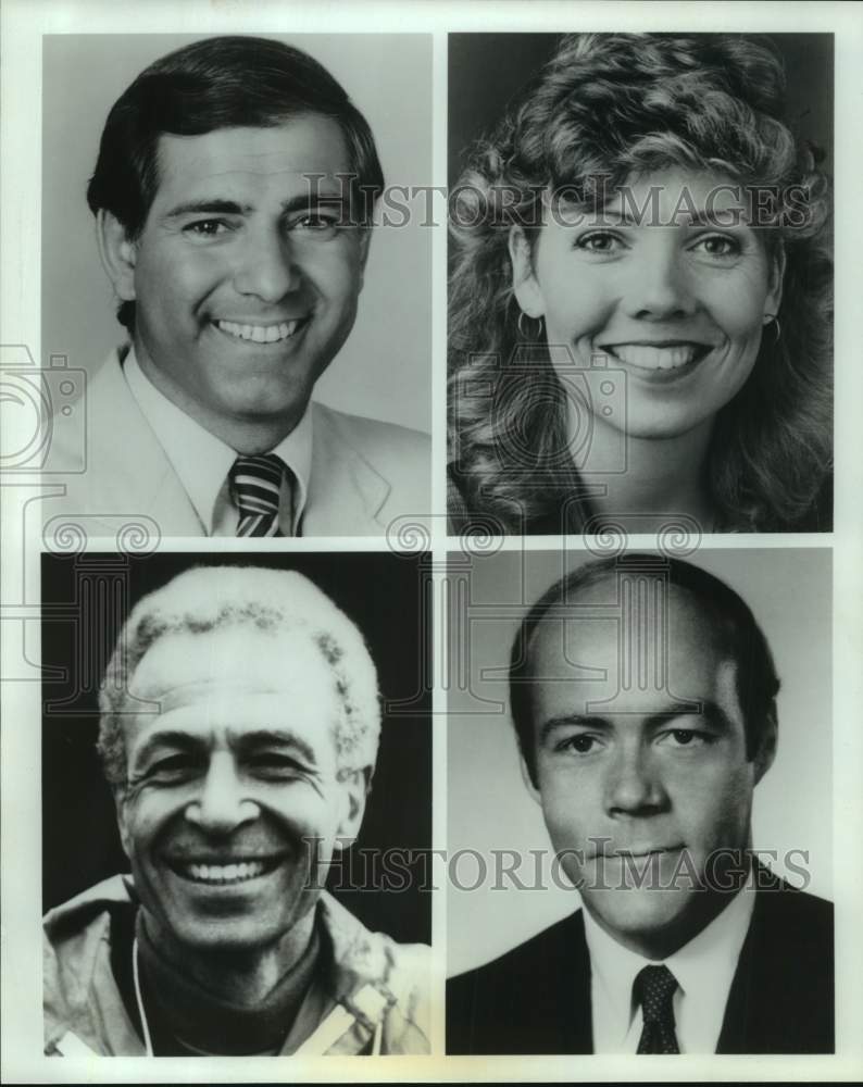 Press Photo Sportscaster George Grande in composite with guests - sap19102- Historic Images