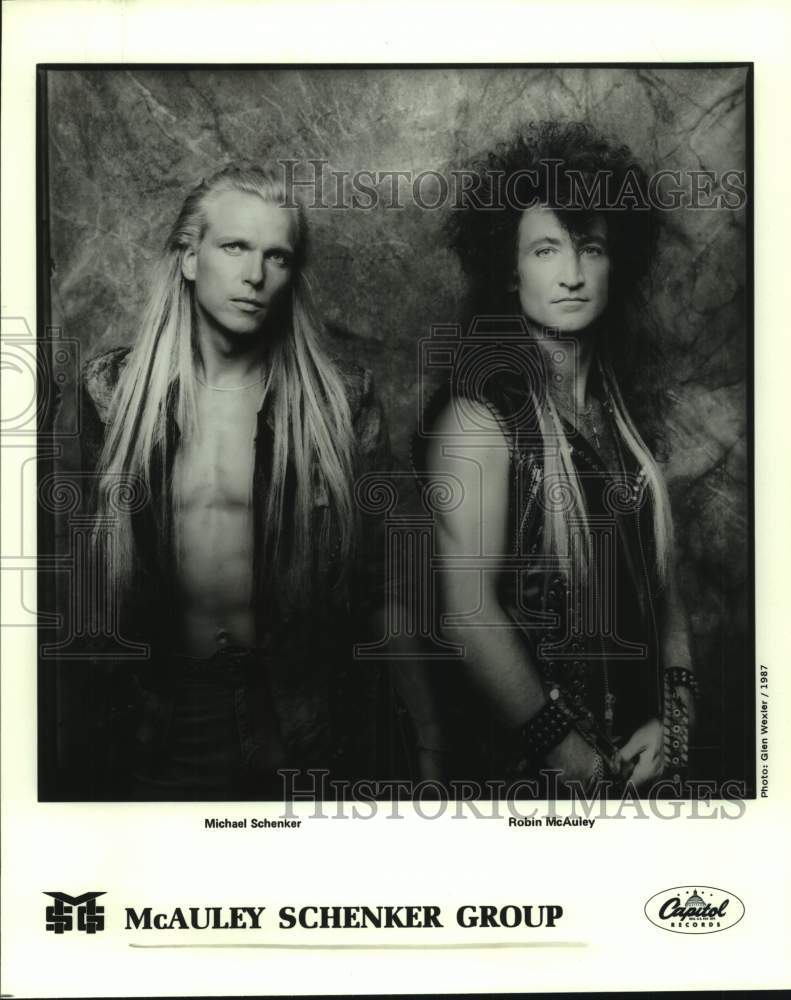 1987 Press Photo Michael Schenker and Robin McAuley in &quot;McAuley Schenker Group&quot;- Historic Images