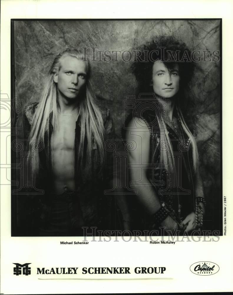 1987 Press Photo Michael Schenker and Robin McAuley in "McAuley Schenker Group"- Historic Images