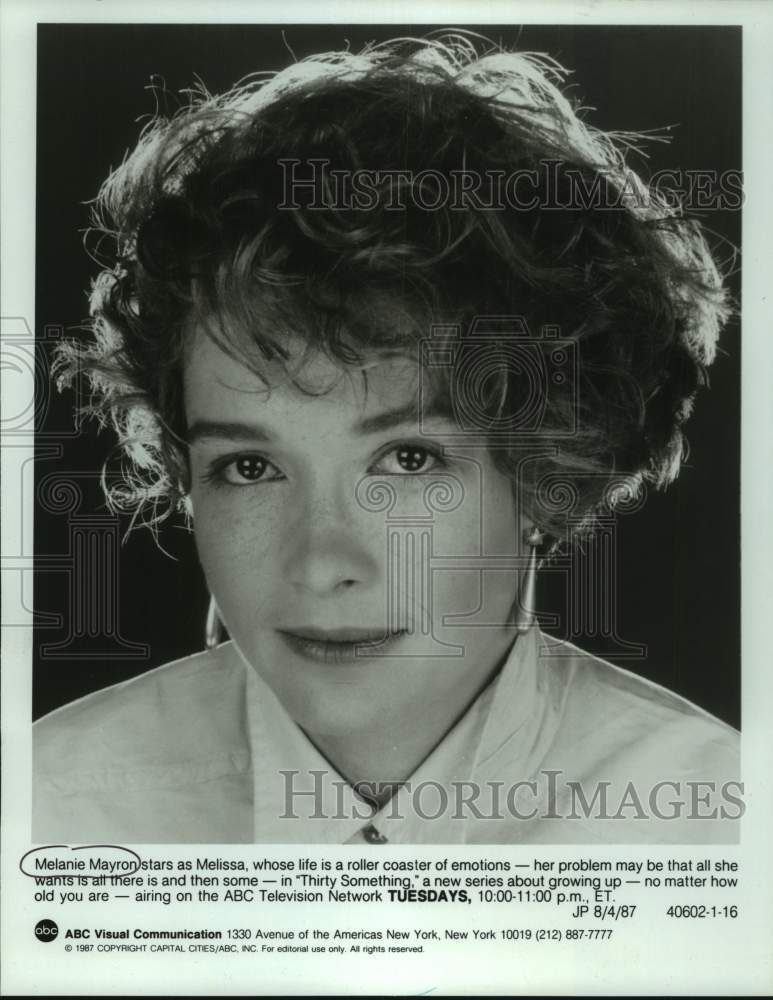 1987 Press Photo Actress Melanie Mayron stars in "Thirty Something" on ABC-TV- Historic Images