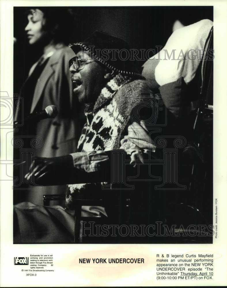 1997 Press Photo R &amp; B Legend Curtis Mayfield on &quot;The Unthinkable&quot; on Fox TV- Historic Images