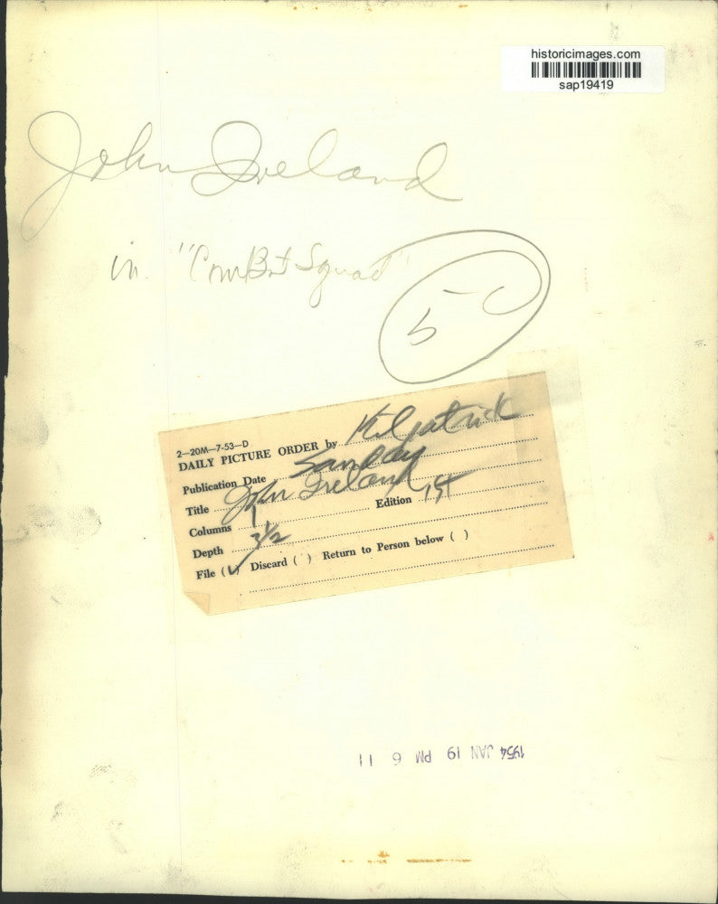 1954 Press Photo Actor John Ireland in "Combat Squad" - sap19419