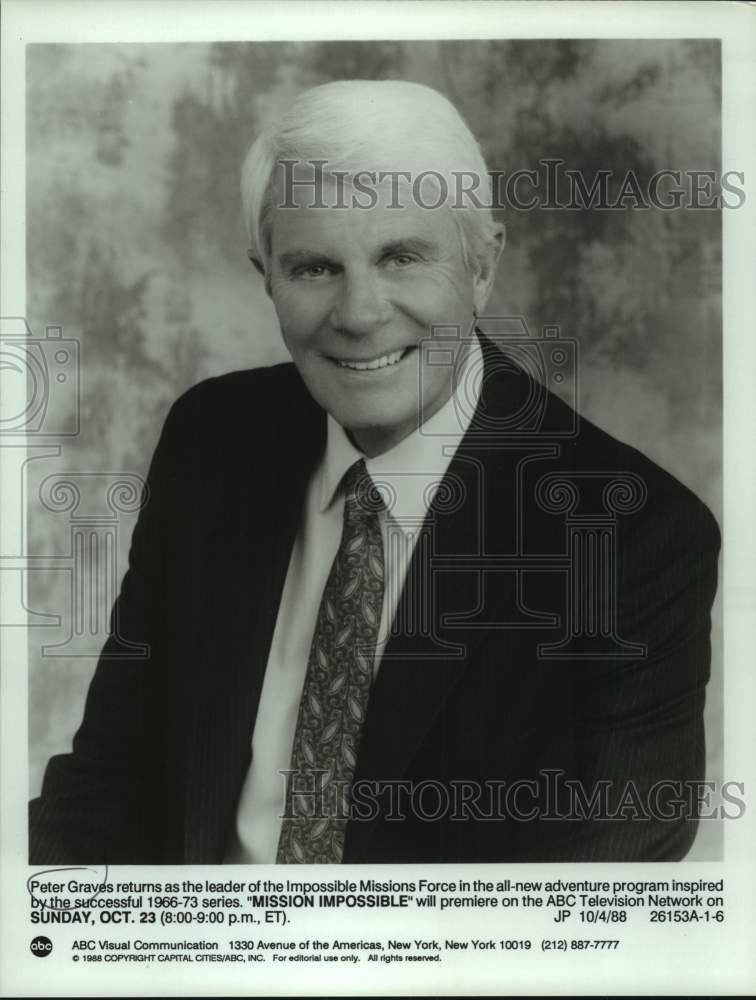 1988 Press Photo Actor Peter Graves in Television&#39;s &quot;Mission Impossible&quot; Series- Historic Images