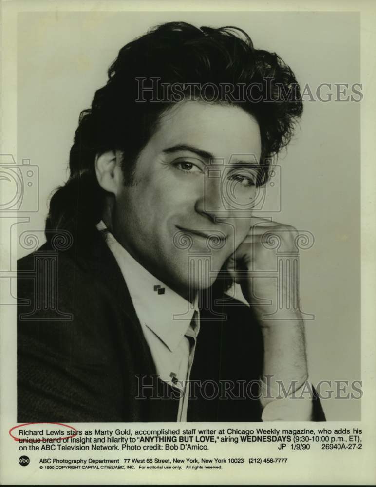 1990 Press Photo Actor Richard Lewis stars as Marty Gold in &quot;Anything But Love&quot;- Historic Images