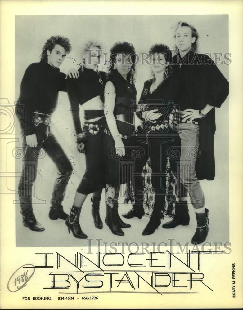1988 Press Photo Five Members of the band Innocent Bystander, Entertainers- Historic Images