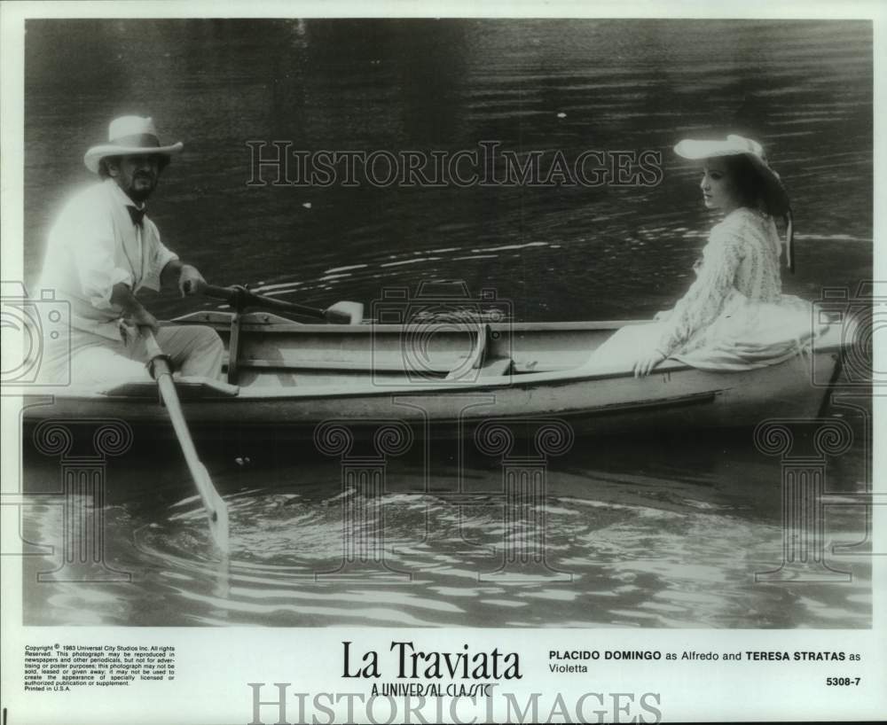 1983 Press Photo Singer Placido Domingo and Teresa Stratas in &quot;La Traviata&quot;- Historic Images