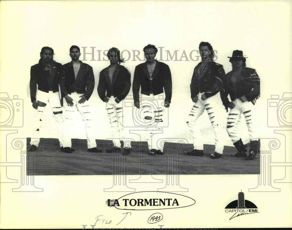 1993 Press Photo Six Members of the band La Tormenta - sap19728- Historic Images