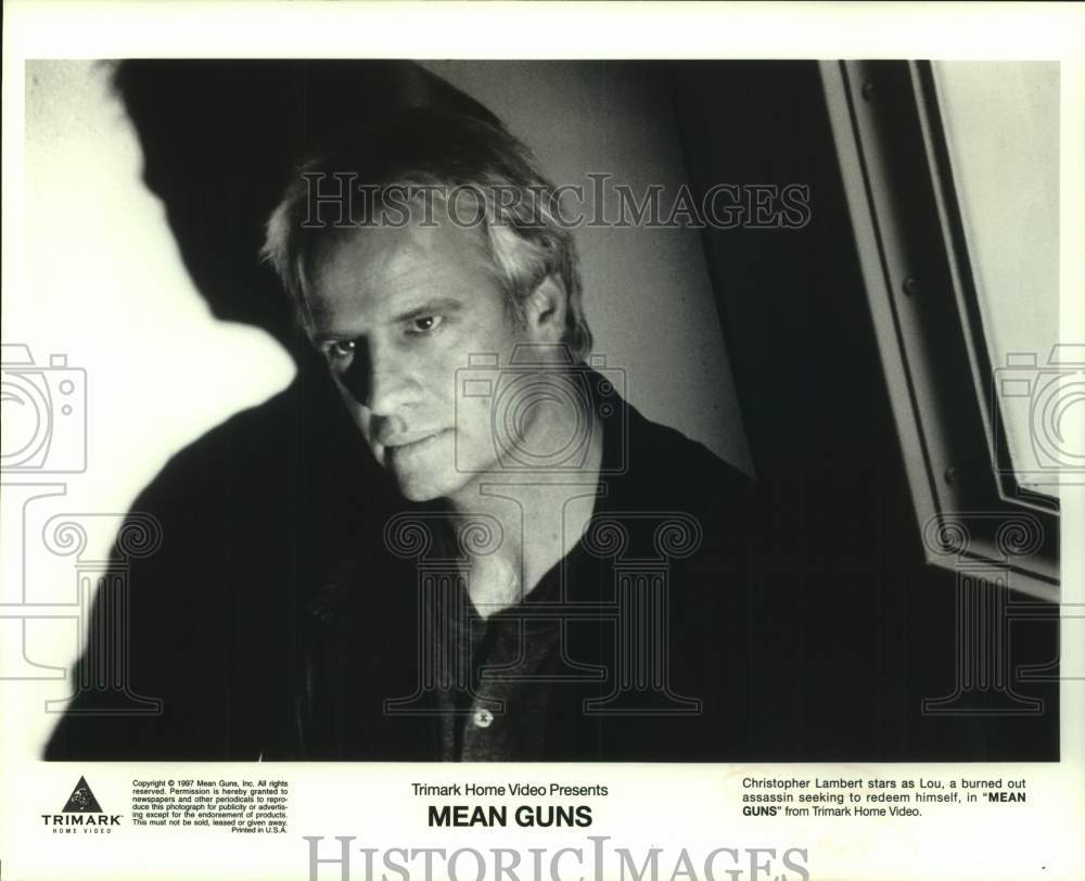 1997 Press Photo Actor Christopher Lambert stars as Lou in "Mean Guns" movie- Historic Images