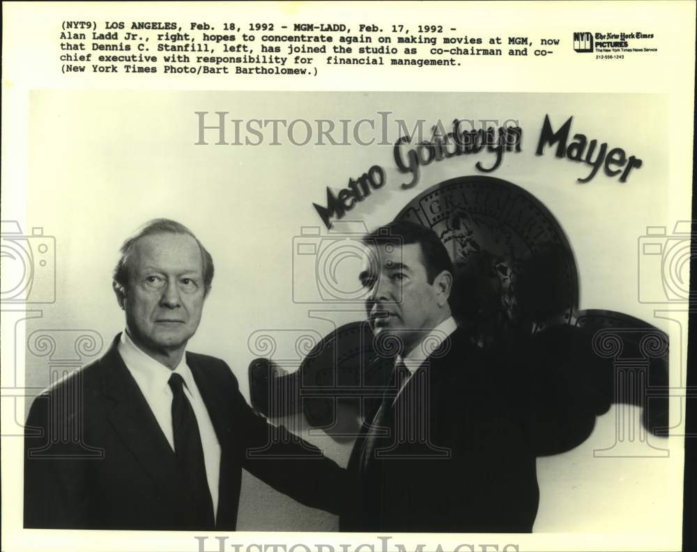 1992 Press Photo Dennis C. Stanfill, Metro Goldwyn Mayer Chief Executive- Historic Images