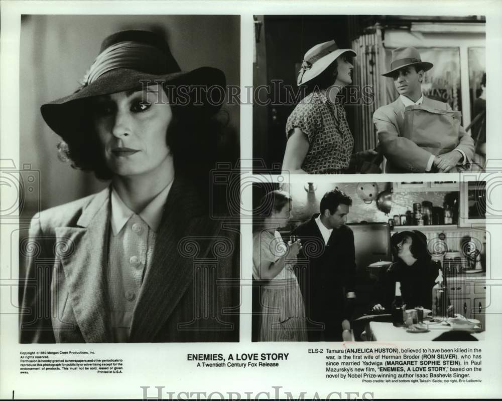 1989 Press Photo Anjelica Huston and co-stars in &quot;Enemies, A Love Story&quot;- Historic Images