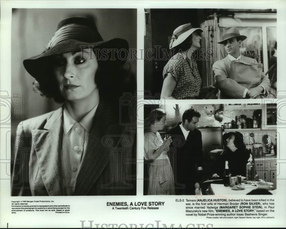 1989 Press Photo Anjelica Huston and co-stars in "Enemies, A Love Story"- Historic Images