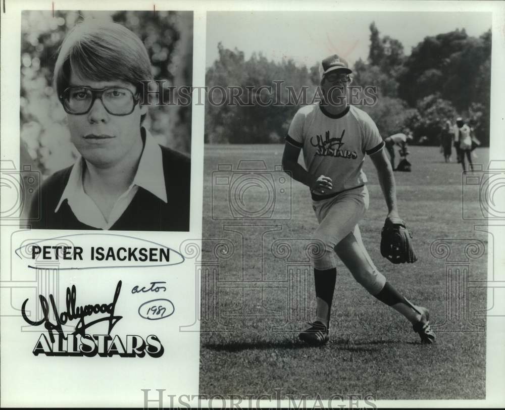 1987 Press Photo Actor Peter Isacksen in Hollywood Allstars Baseball - sap19912- Historic Images