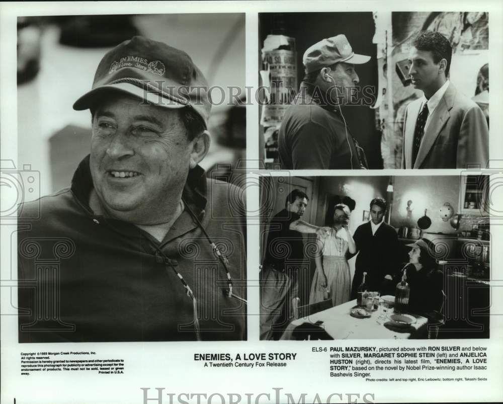 1989 Press Photo Paul Mazursky and Ron Silver on set of Enemies, A Love Story.- Historic Images