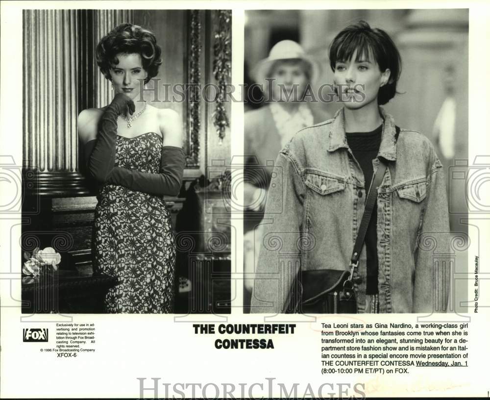 1996 Press Photo Actress Tea Leoni as Gina Nardino in &quot;The Counterfeit Contessa&quot;- Historic Images