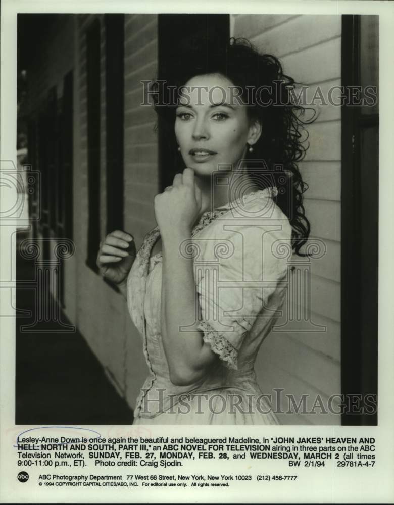 1994 Press PhotoActress Lesley-Ann Down in &quot;John Jakes&#39; Heaven and Hell&quot; Special- Historic Images