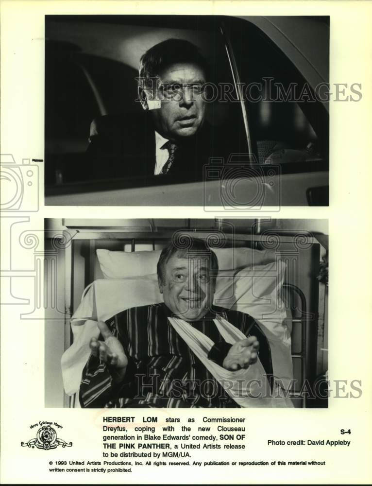 1993 Press Photo Actor Herbert Lorn in "Son of The Pink Panther" movie composite- Historic Images