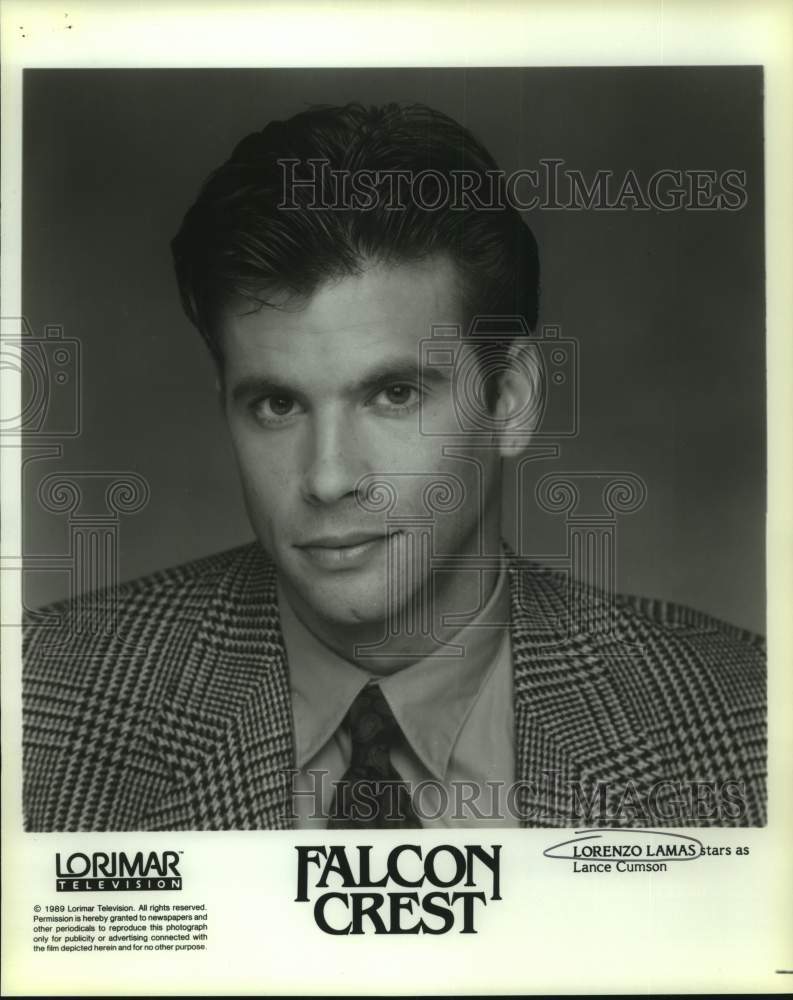 1989 Press Photo Actor Lorenzo Lamas stars as Lance Cumson in "Falcon Crest"- Historic Images