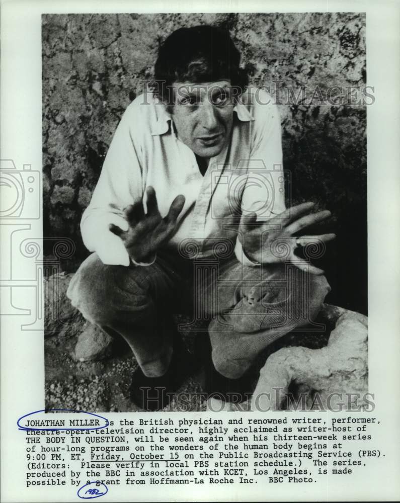 1982 Press Photo Johnathan Miller, Writer and Host of &quot;The Body In Question&quot;- Historic Images