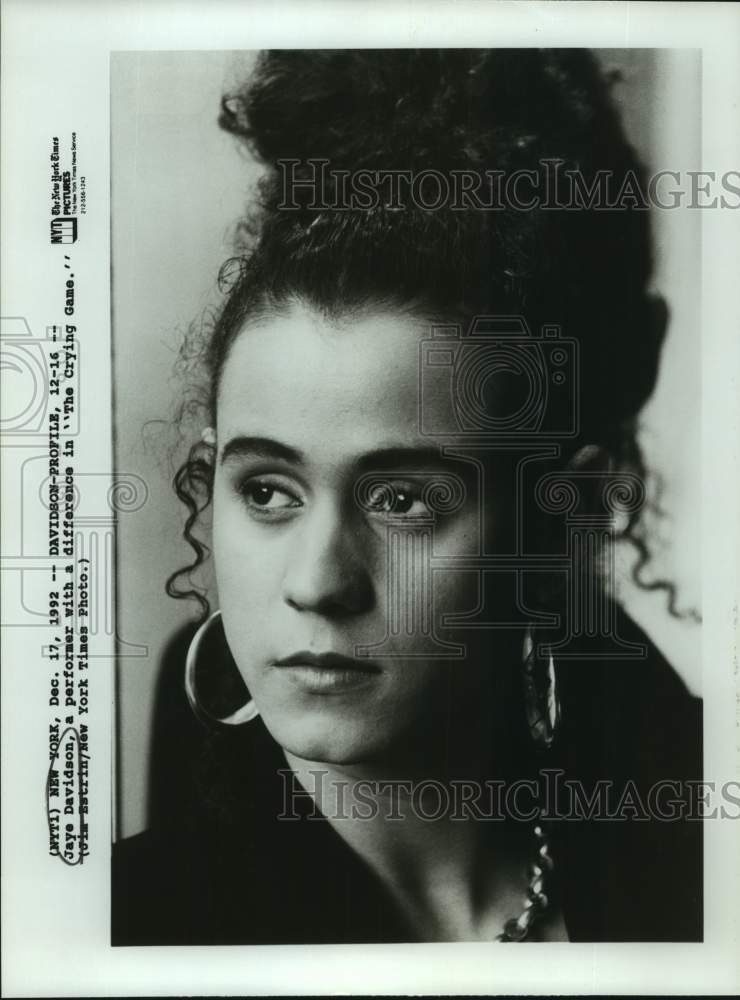 1992 Press Photo Actor Jaye Davidson, performer in "The Crying Game," New York- Historic Images