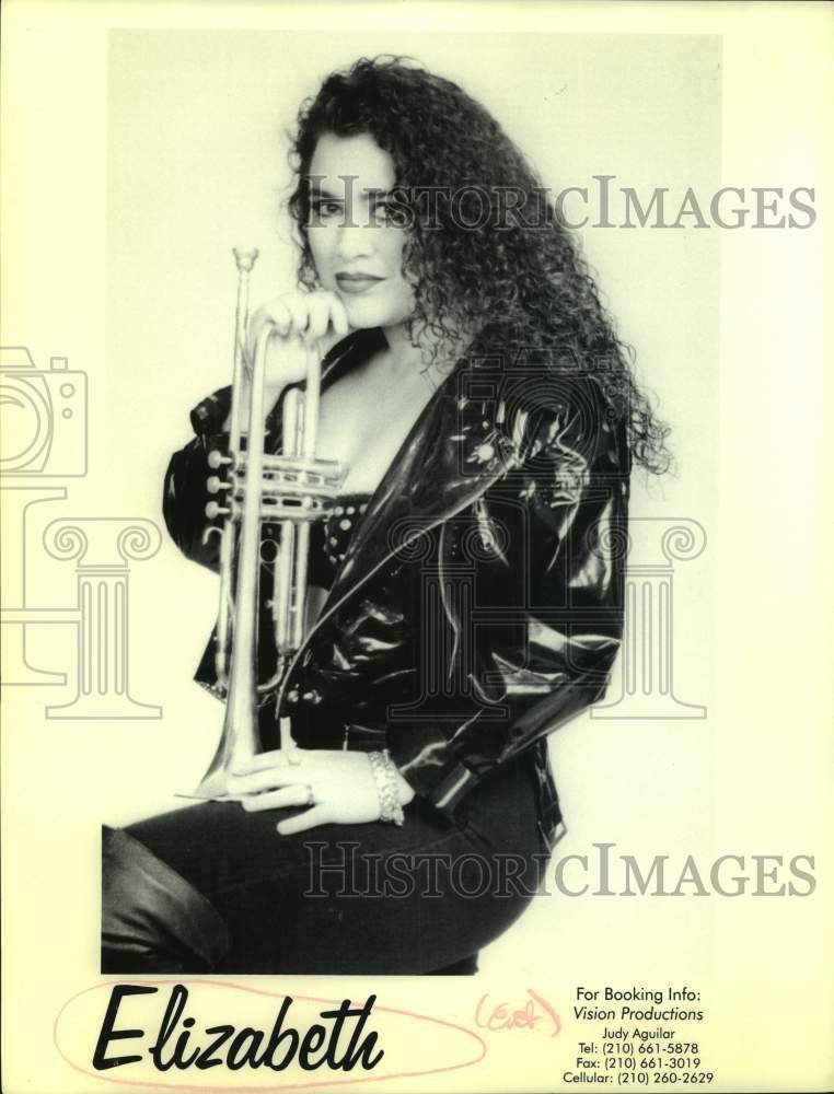 1996 Press Photo Entertainer, Musician Elizabeth, Trumpet Player - sap20813- Historic Images