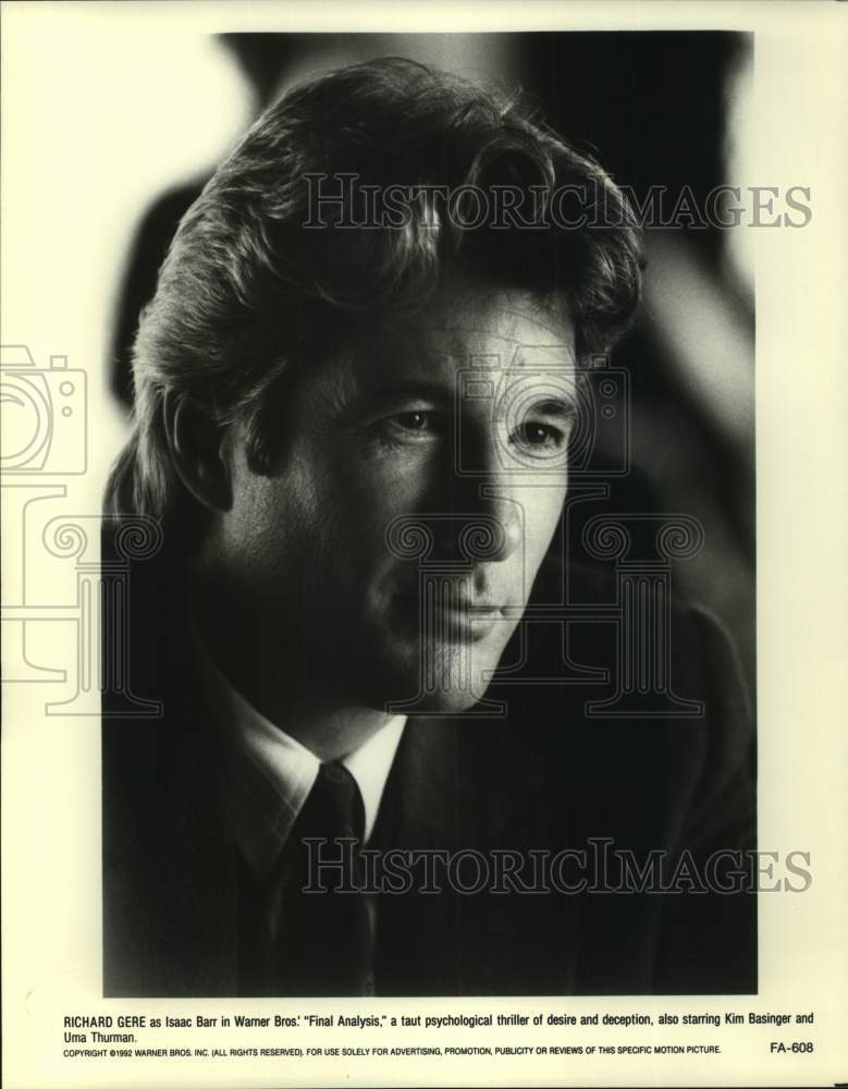 1992 Press Photo Actor Richard Gere as Isaac Barr in "Final Analysis" movie- Historic Images