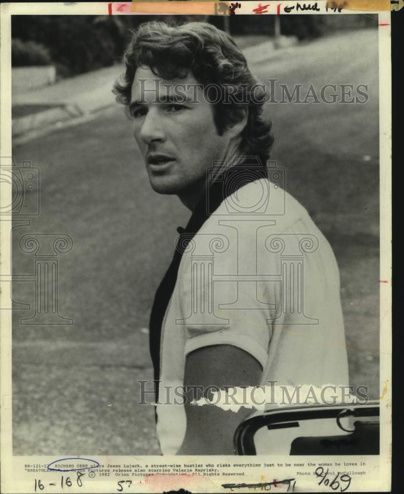 1982 Press Photo Actor Richard Gere plays Jesse Lujack in &quot;Breathless&quot; movie- Historic Images