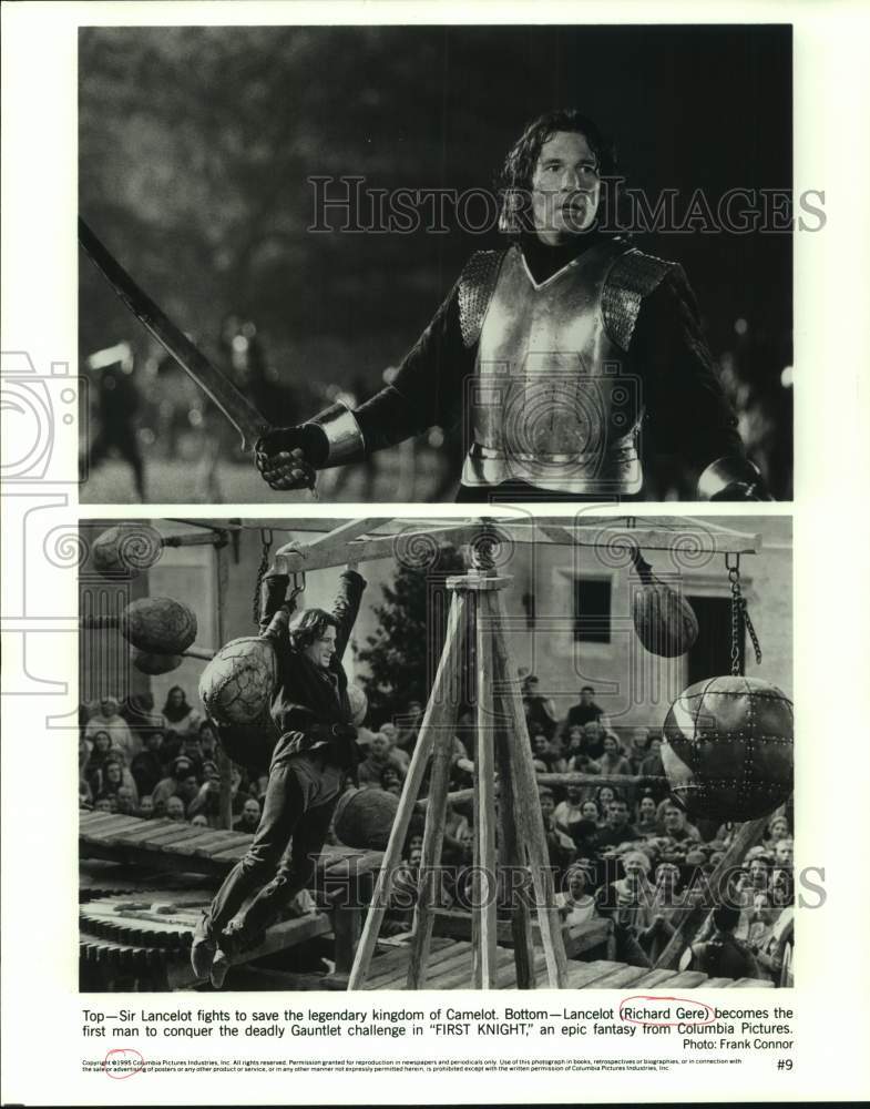 1995 Press Photo Actor Richard Gere in "First Knight" movie scene composite- Historic Images