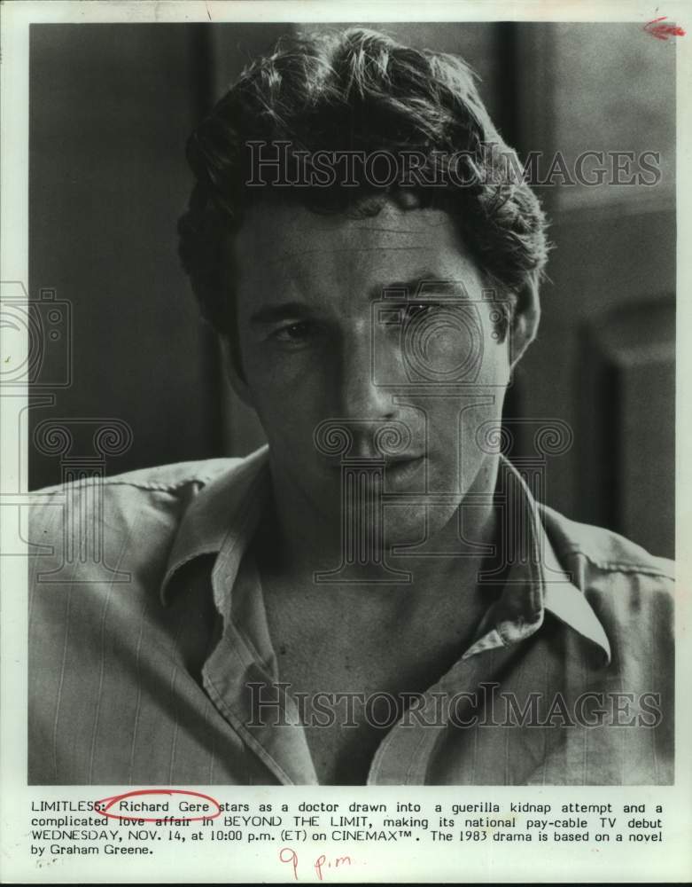 1983 Press Photo Actor Richard Gere in "Beyond the Limit" on Cinemax TV- Historic Images