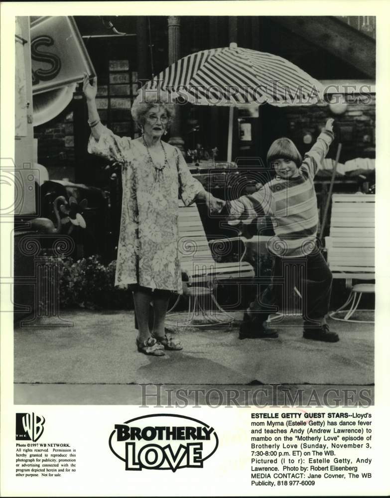 1996 Press Photo Actors Estelle Getty, Andrew Lawrence in "Brotherly Love" Show- Historic Images