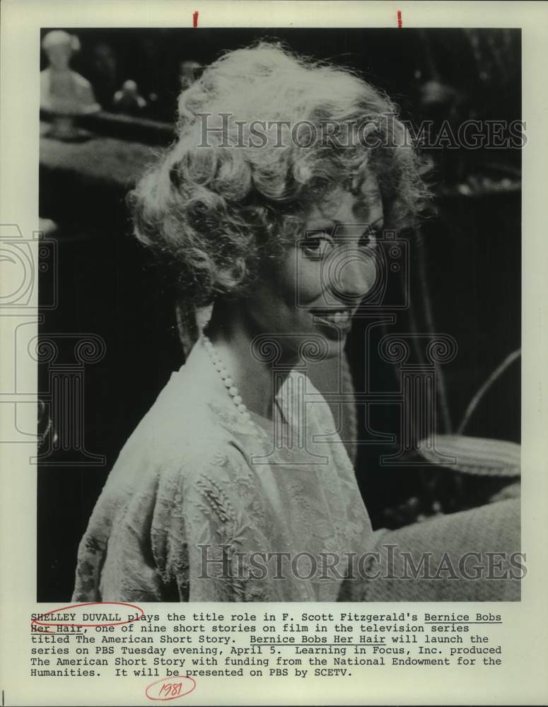1981 Press Photo Actress Shelley Duvall in "Bernice Bobs Her Hair" on PBS-TV- Historic Images